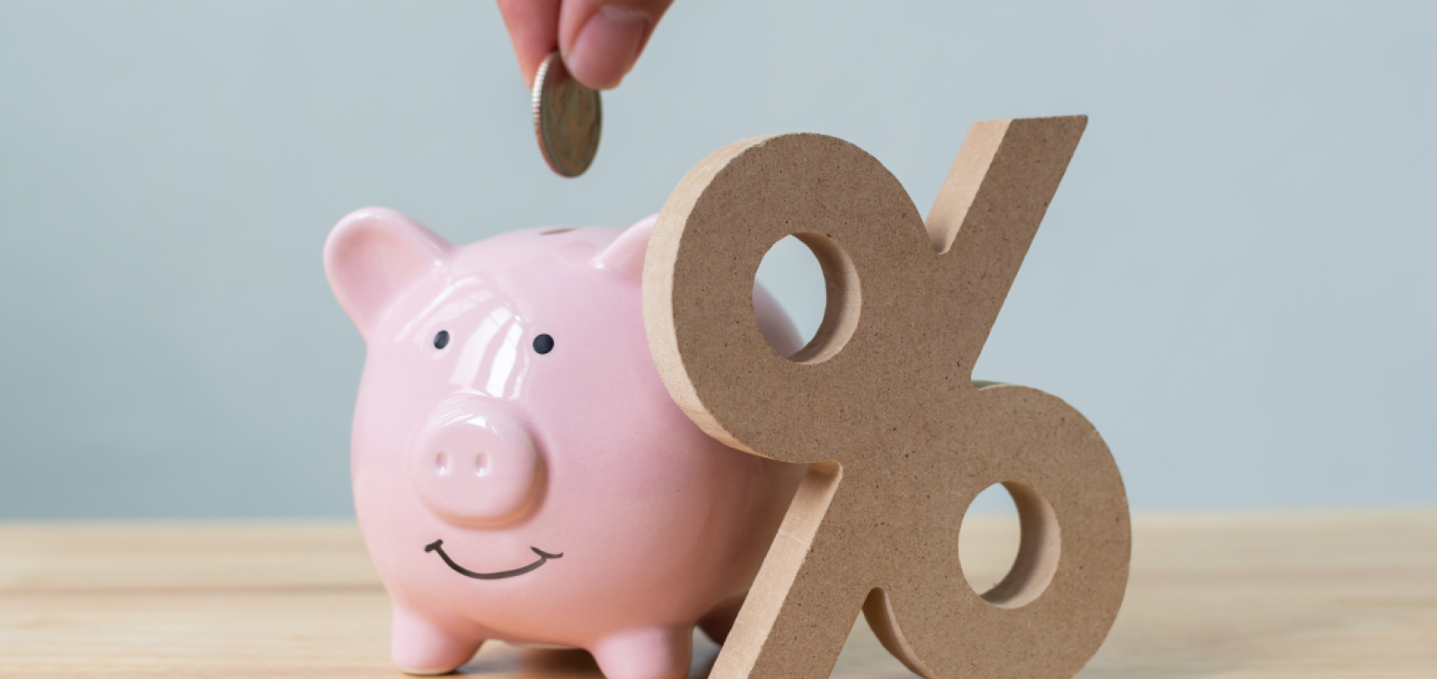 Money being deposited into a piggy bank