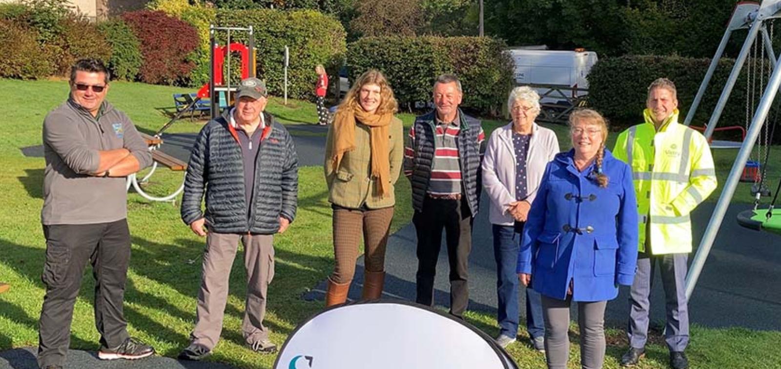 Councillors and Sanctuary staff at the new and improved play area in Unstone