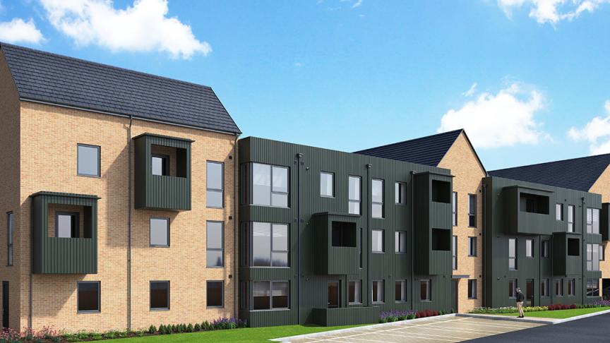 Computer generated image of the Beckett Court appartments at Watling Gate.