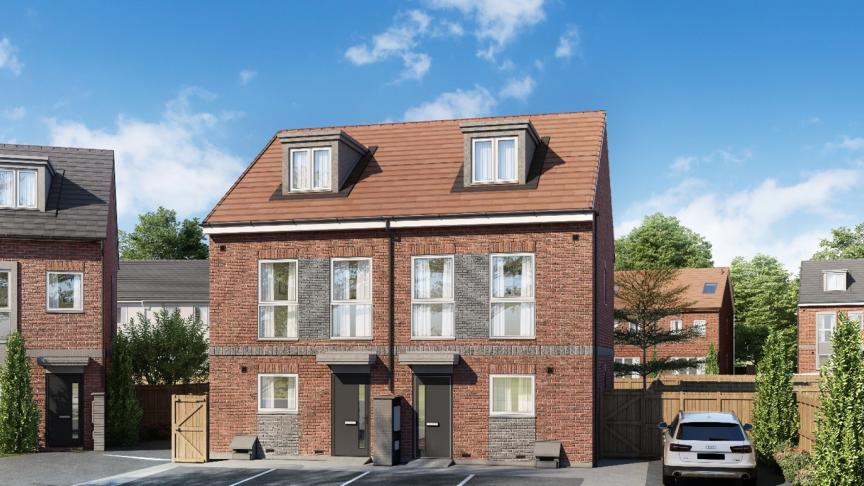 Exterior of semi-detached homes on a housing estate